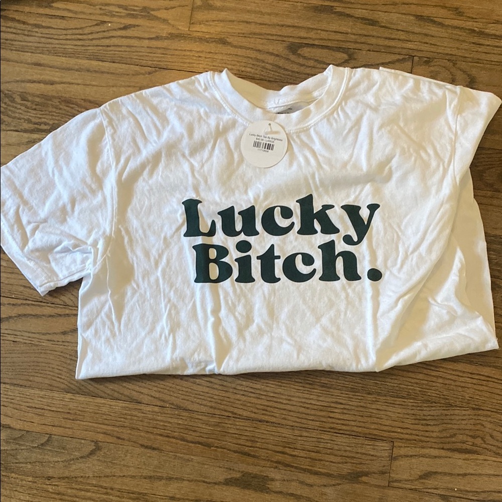 White Graphic Tee with Bold Text